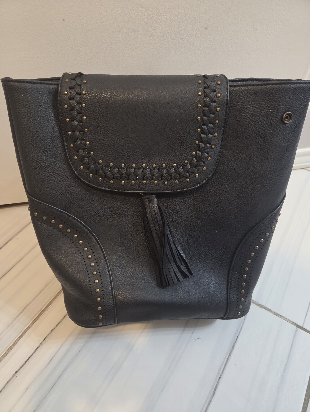 Black Studded Tassel Women’s Shoulder Bag